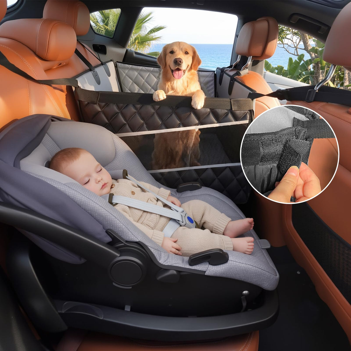 Waterproof Dog Car Seat with Storage Pocket L493