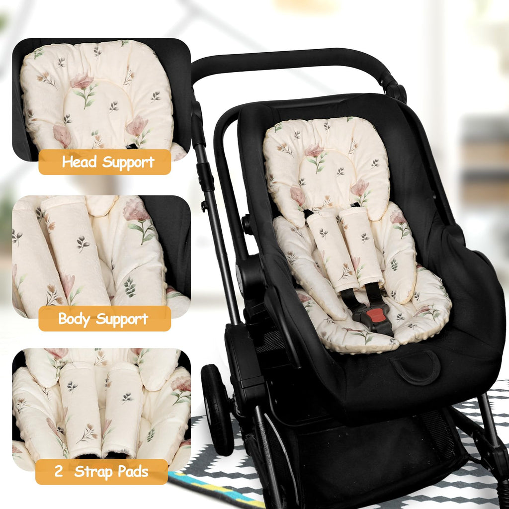 Infant Car Seat Insert with 2 Strap Pads, Reversible Head and Body Support R445