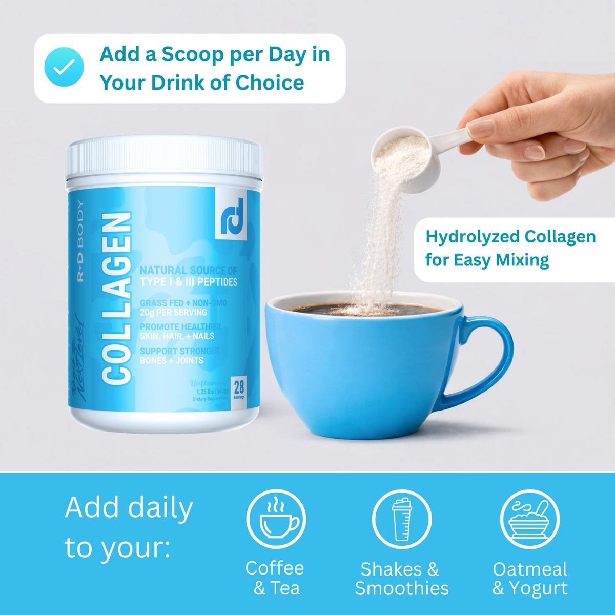 Hydrolyzed Collagen Peptides Powder Type I & III Unflavored 28 Servings N54584