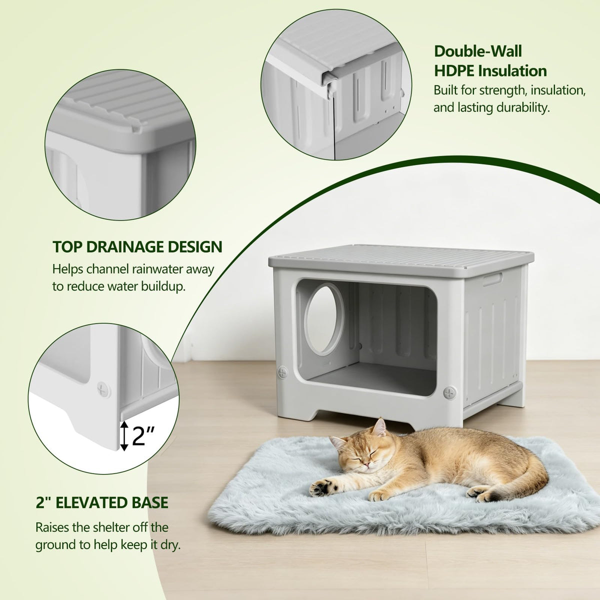 Weatherproof Stackable Outdoor Cat House with Clear Window T470