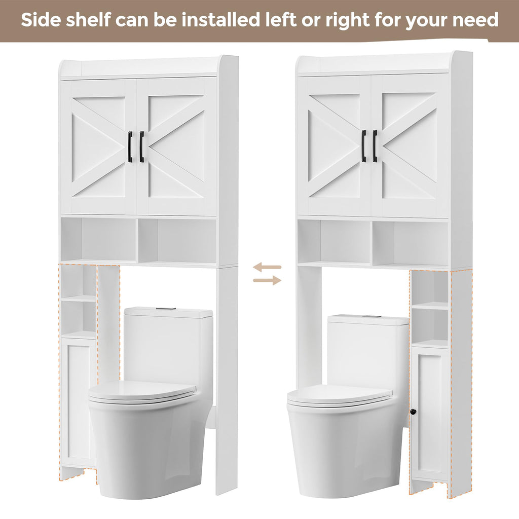 Wooden Over The Toilet Storage Cabinet with Barn Door R9621