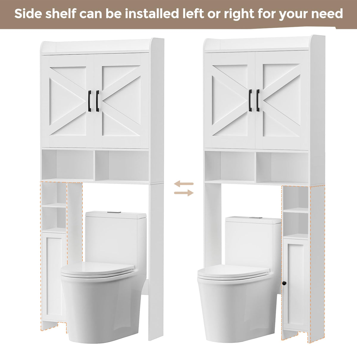 Wooden Over The Toilet Storage Cabinet with Barn Door R9621