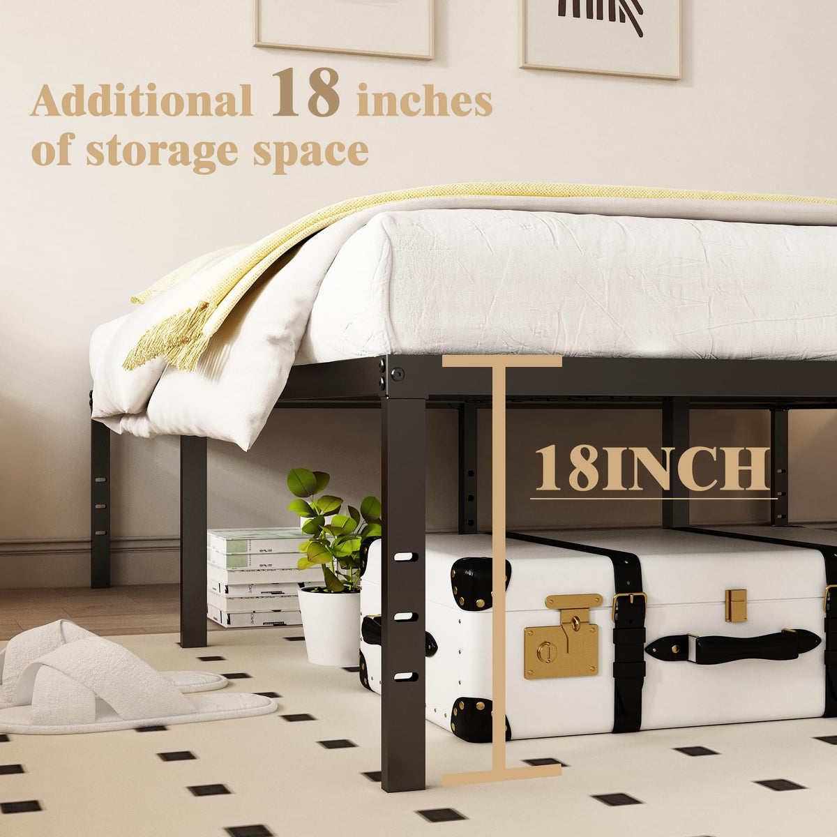 Queen 18 Inch Metal Platform Bed Frame, Black B279862