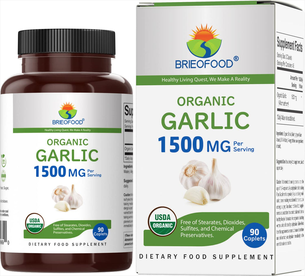 Organic Garlic 1500mg 90 Vegetarian Tablets V31986