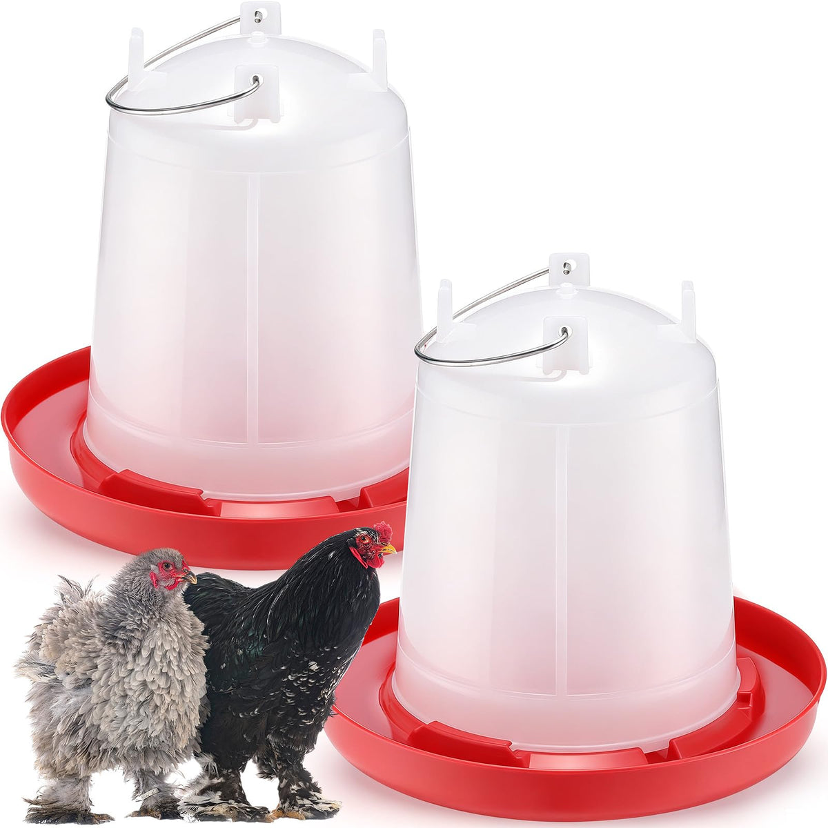 2 Pcs 2 Gallon Plastic Chicken Waterer C786365