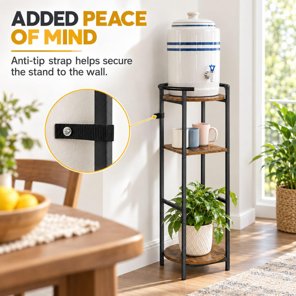 Wood 5 Gallon Water Dispenser Stand with Storage Shelf A15742