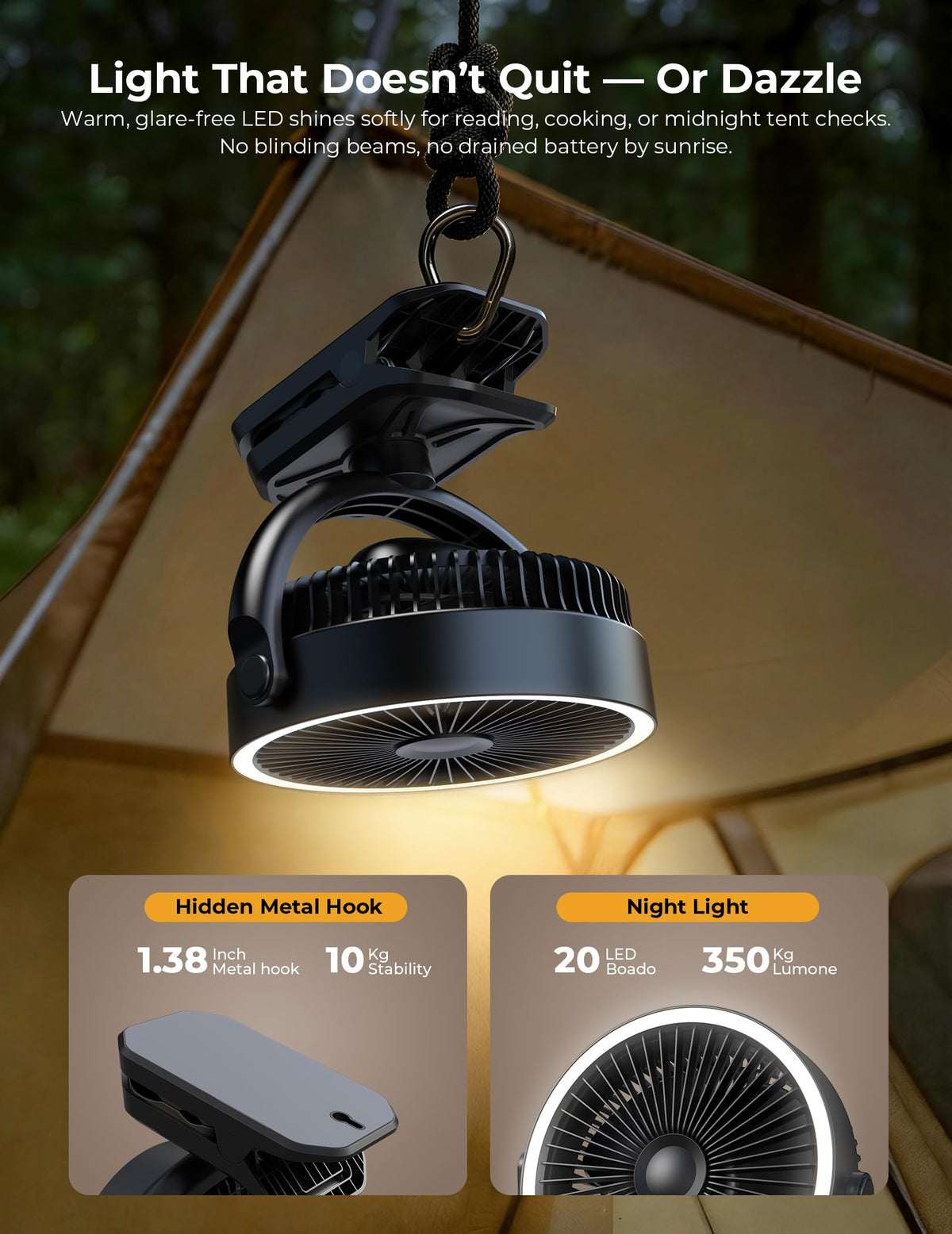 10000mAh Rechargeable 8 Inch Clip on Fan Black K80054