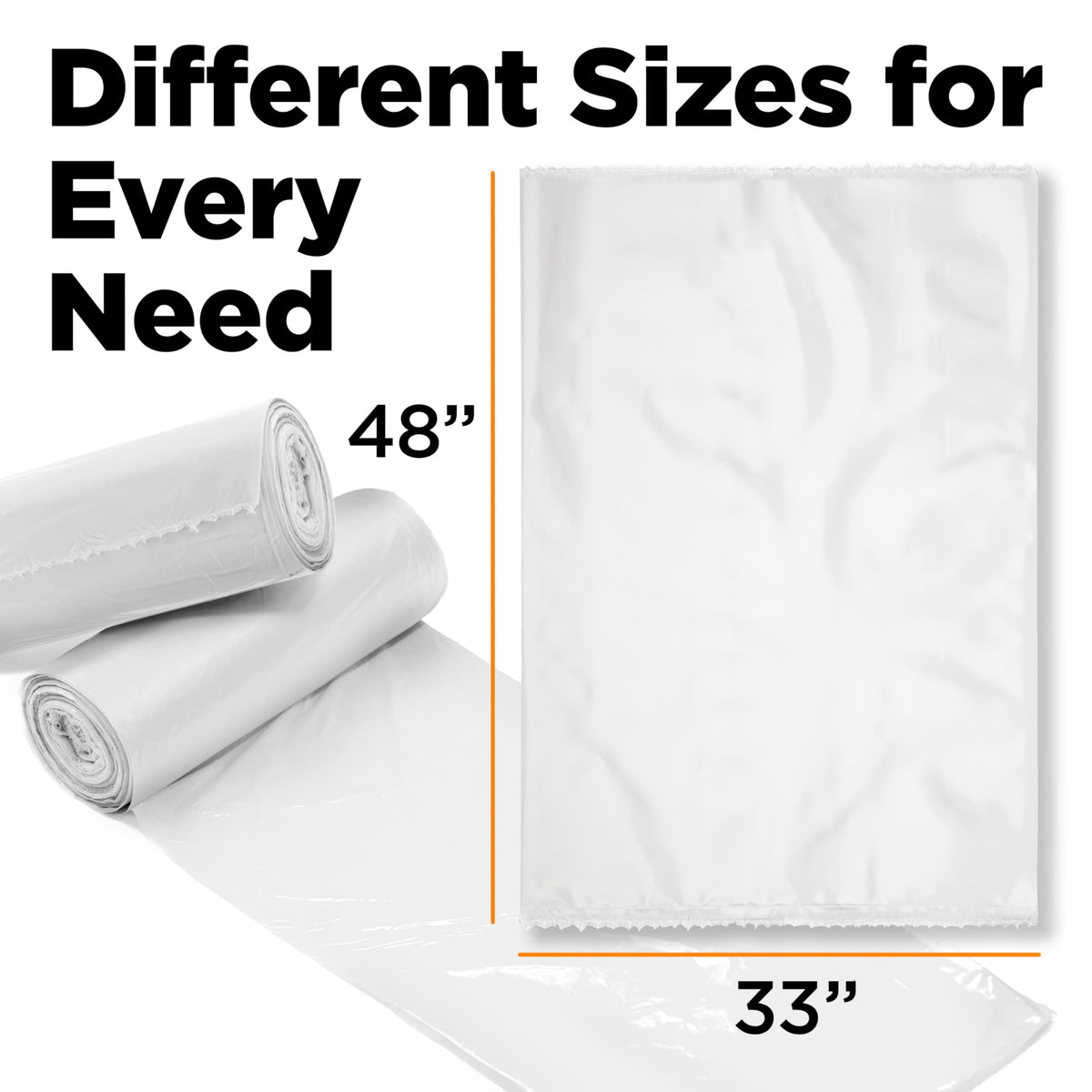 42 Gallon Clear Trash Bags 50 Count 3 Mil N1898