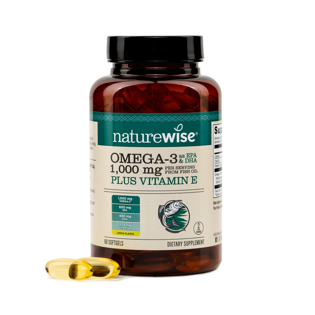 Omega 3 Fish Oil Supplement 1000mg 600 EPA 400 DHA Lemon Flavor 60 Softgels H695669