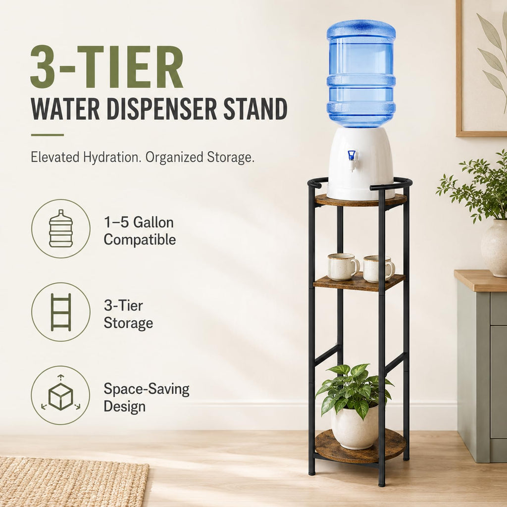 Wood 5 Gallon Water Dispenser Stand with Storage Shelf A15742