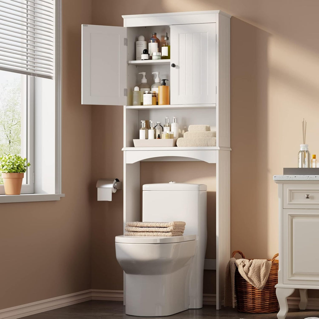 Over the Toilet Storage Cabinet with Adjustable Shelf, White L704