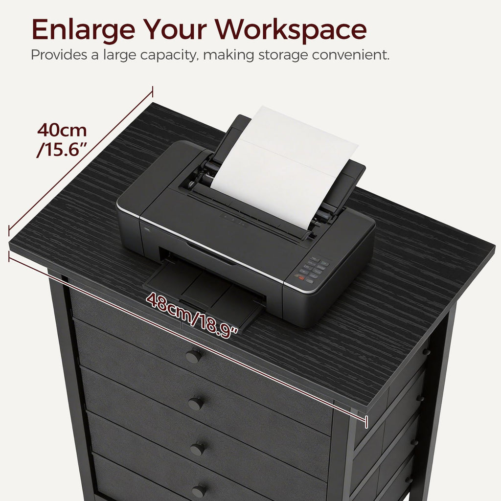 Black 5 Drawer Rolling File Cabinet with Wheels G80497