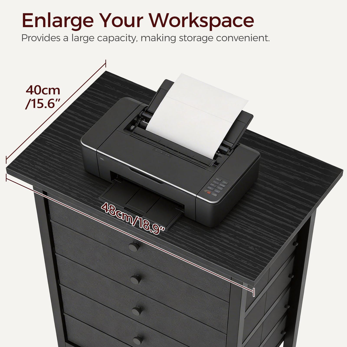 Black 5 Drawer Rolling File Cabinet with Wheels G80497