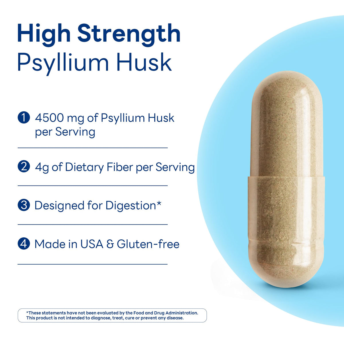 Psyllium Husks Capsules 4500 mg 120 Capsules K252562