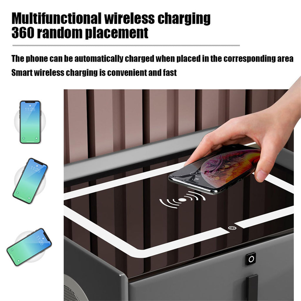 Black 3 Drawer Smart Bedside Table with LED Light and Wireless Charging D20650