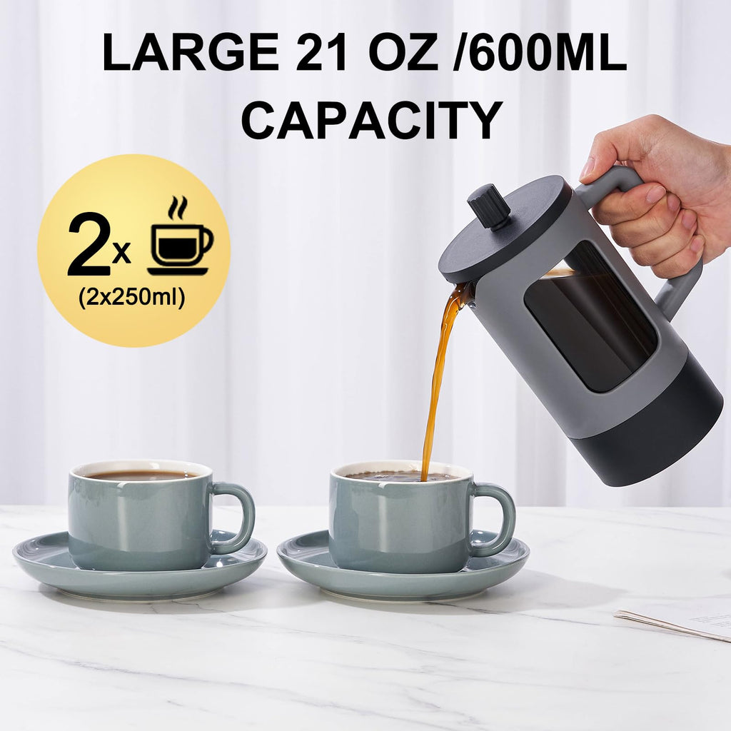 21 oz Heat-resistant Borosilicate Glass French Press Coffee Maker J38059