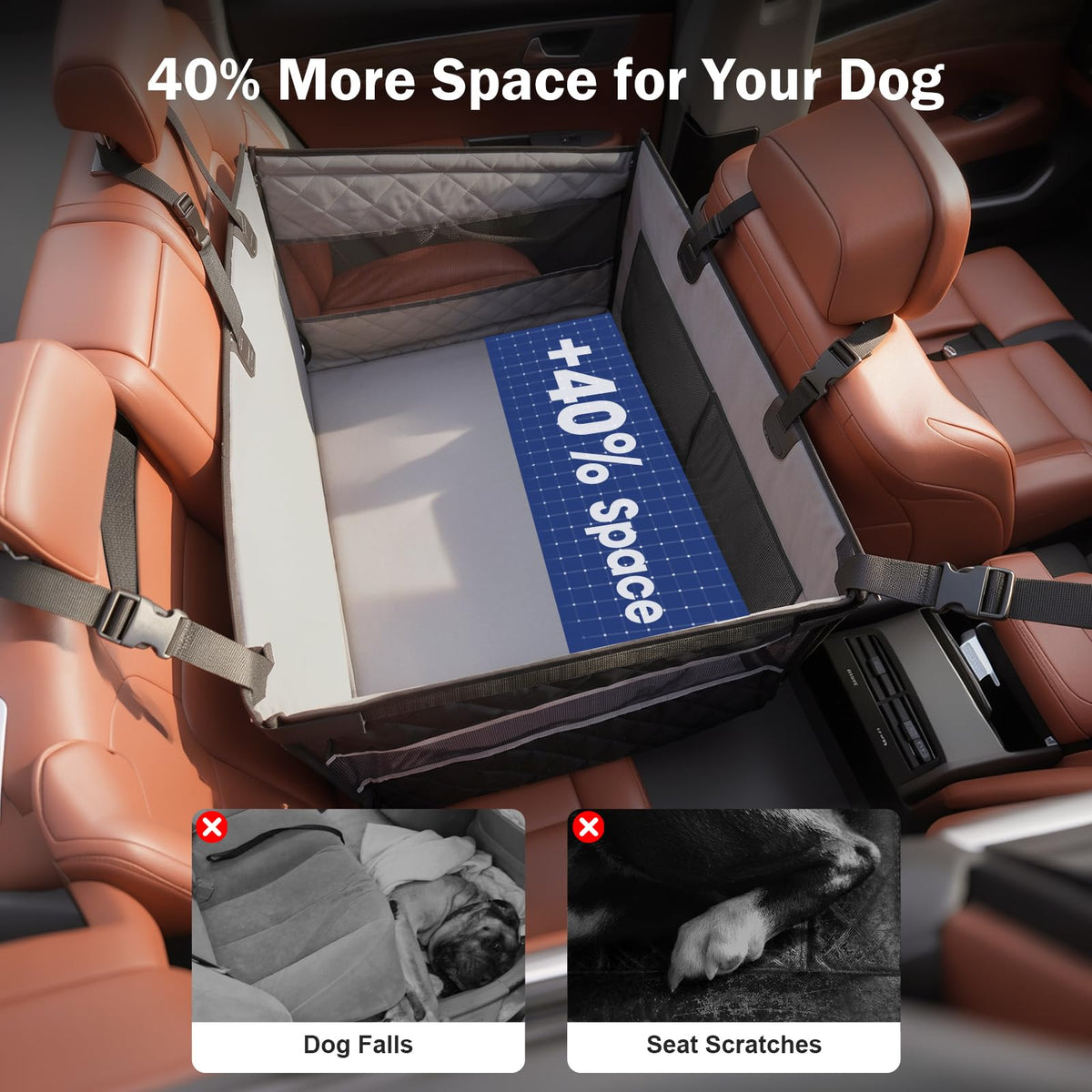 Waterproof Dog Car Seat with Storage Pocket L493