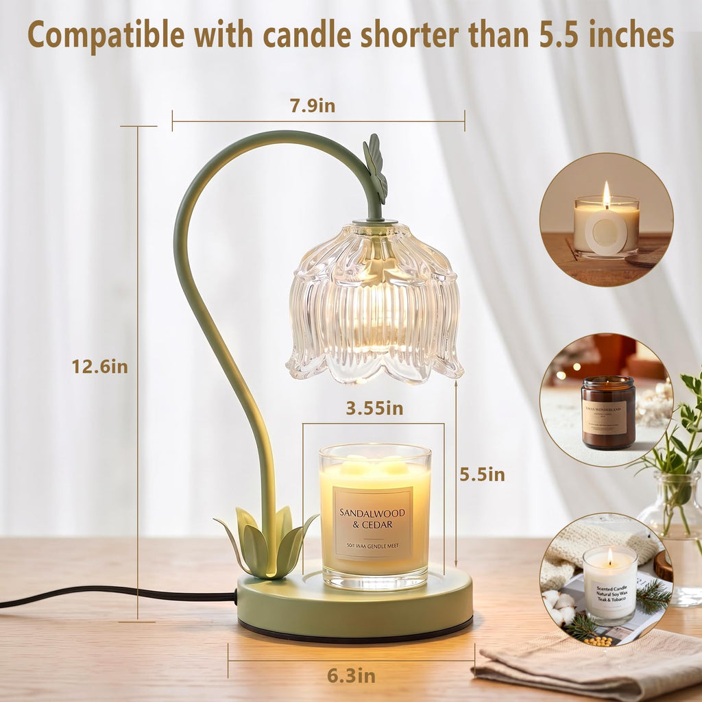 Green Flower Candle Warmer Lamp with Dimmer H362736