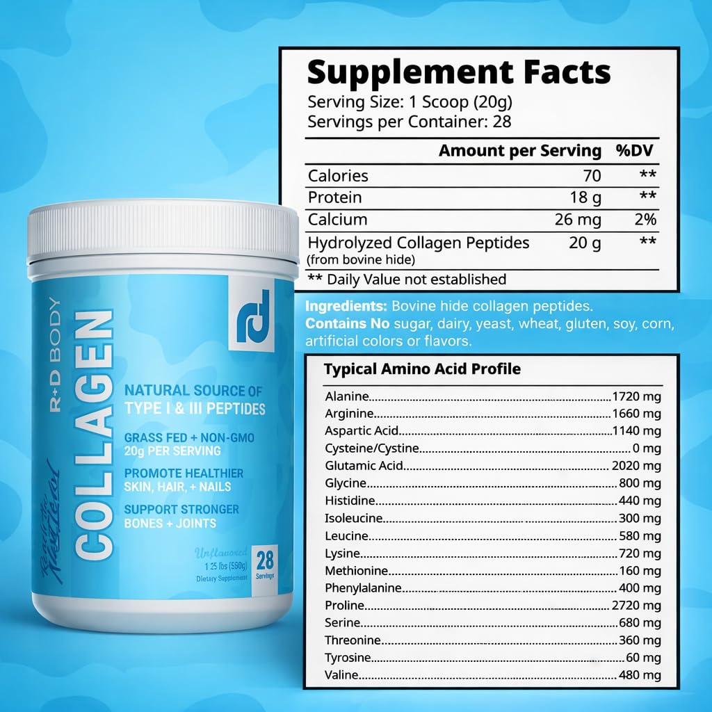 Hydrolyzed Collagen Peptides Powder Type I & III Unflavored 28 Servings N54584