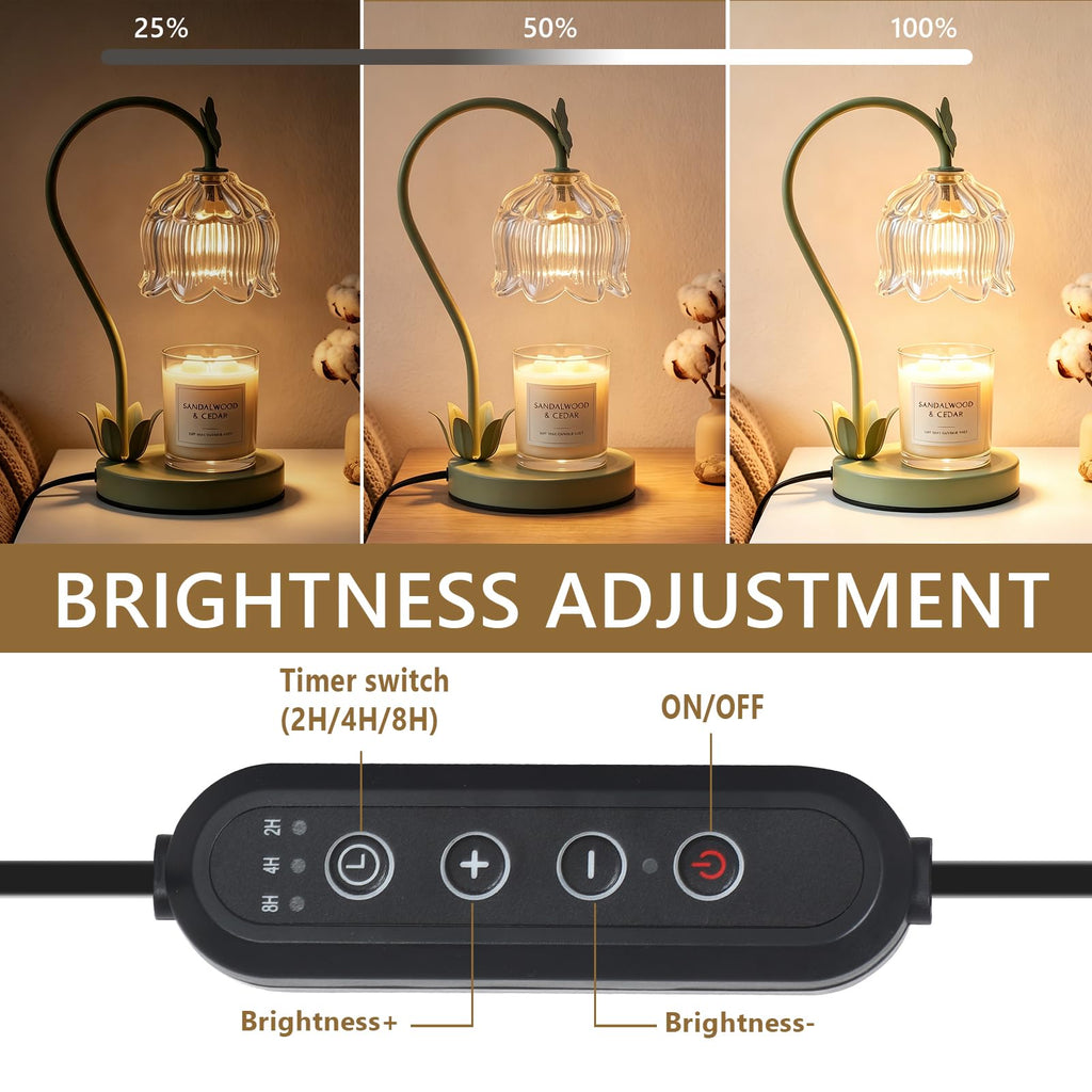 Green Flower Candle Warmer Lamp with Dimmer H362736
