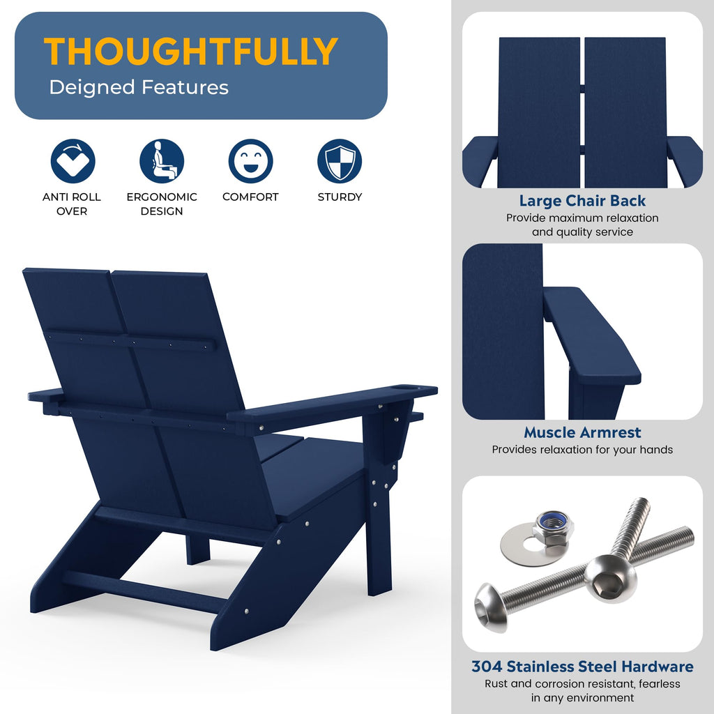 Navy Blue HDPE Outdoor Chair Set of 2 F66922