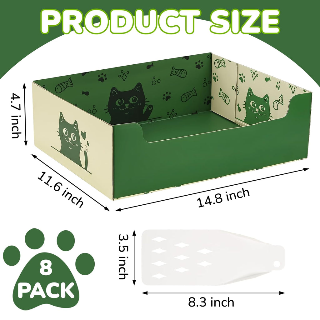 8 Pcs Disposable Cat Litter Box with Scoop I72016