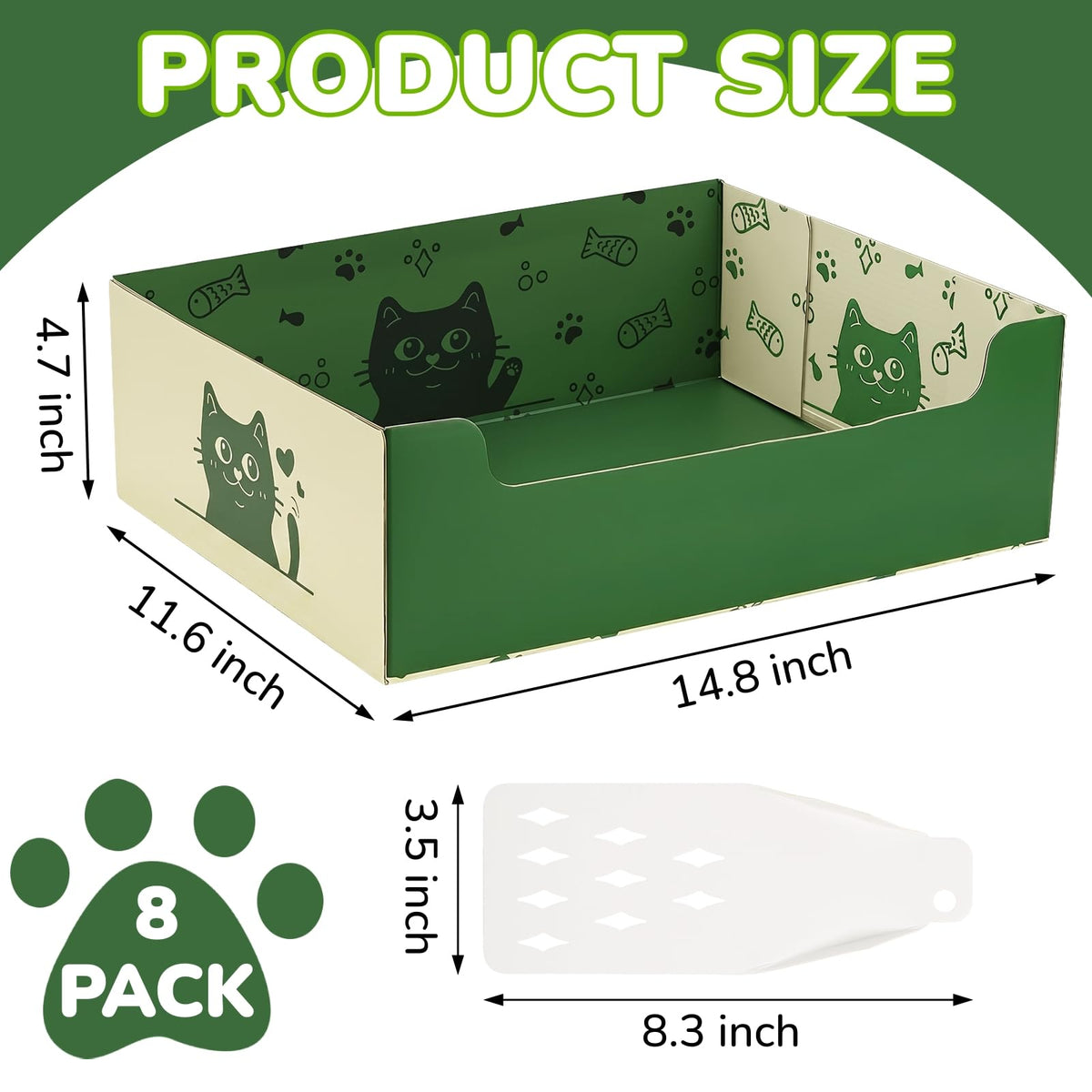 8 Pcs Disposable Cat Litter Box with Scoop I72016