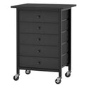 Black 5 Drawer Rolling File Cabinet with Wheels G80497