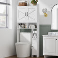 Wooden Over The Toilet Storage Cabinet with Barn Door R9621