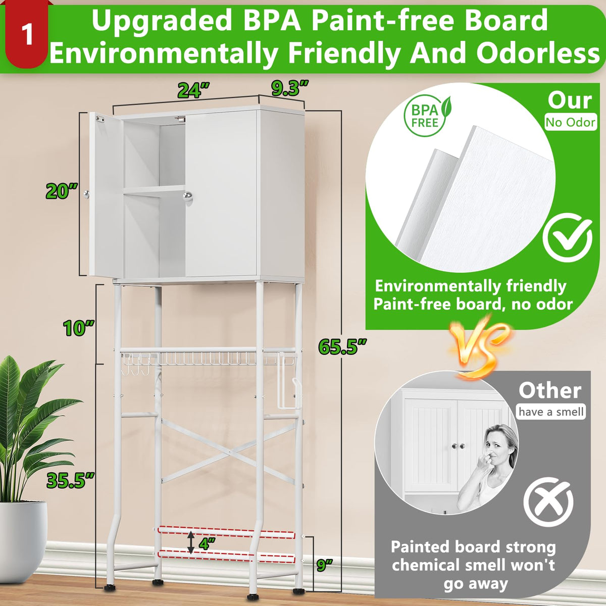 White 2-Door Over The Toilet Storage Cabinet U856134