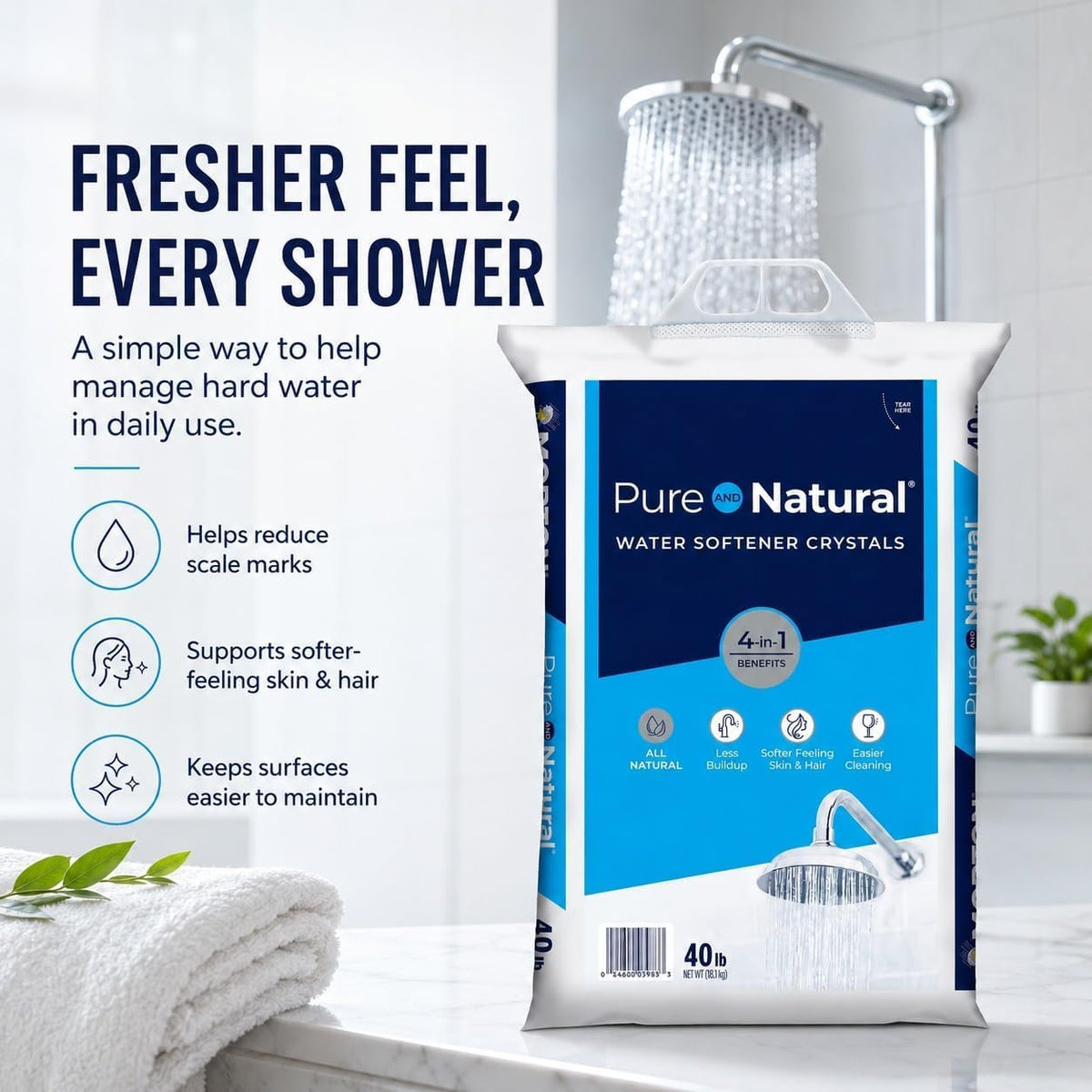 Natural Water Softener Salt Crystals 40 lb Bag 3 Pack M358322