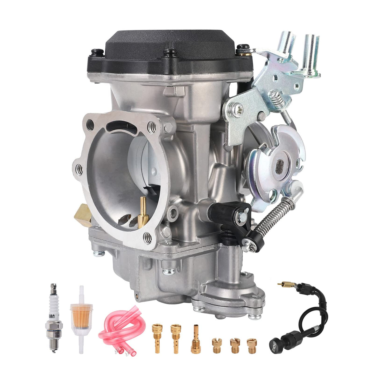 CV40 Carburetor & Choke Cable with Fuel Filter Spark Plug Jets D89418
