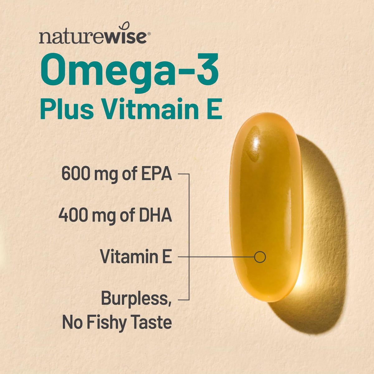 Omega 3 Fish Oil Supplement 1000mg 600 EPA 400 DHA Lemon Flavor 60 Softgels H695669