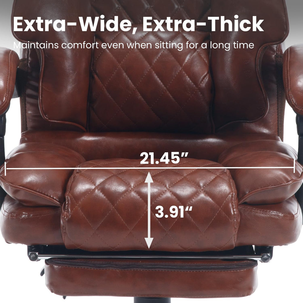 Brown Reclining Ergonomic Office Chair with Footrest J28744