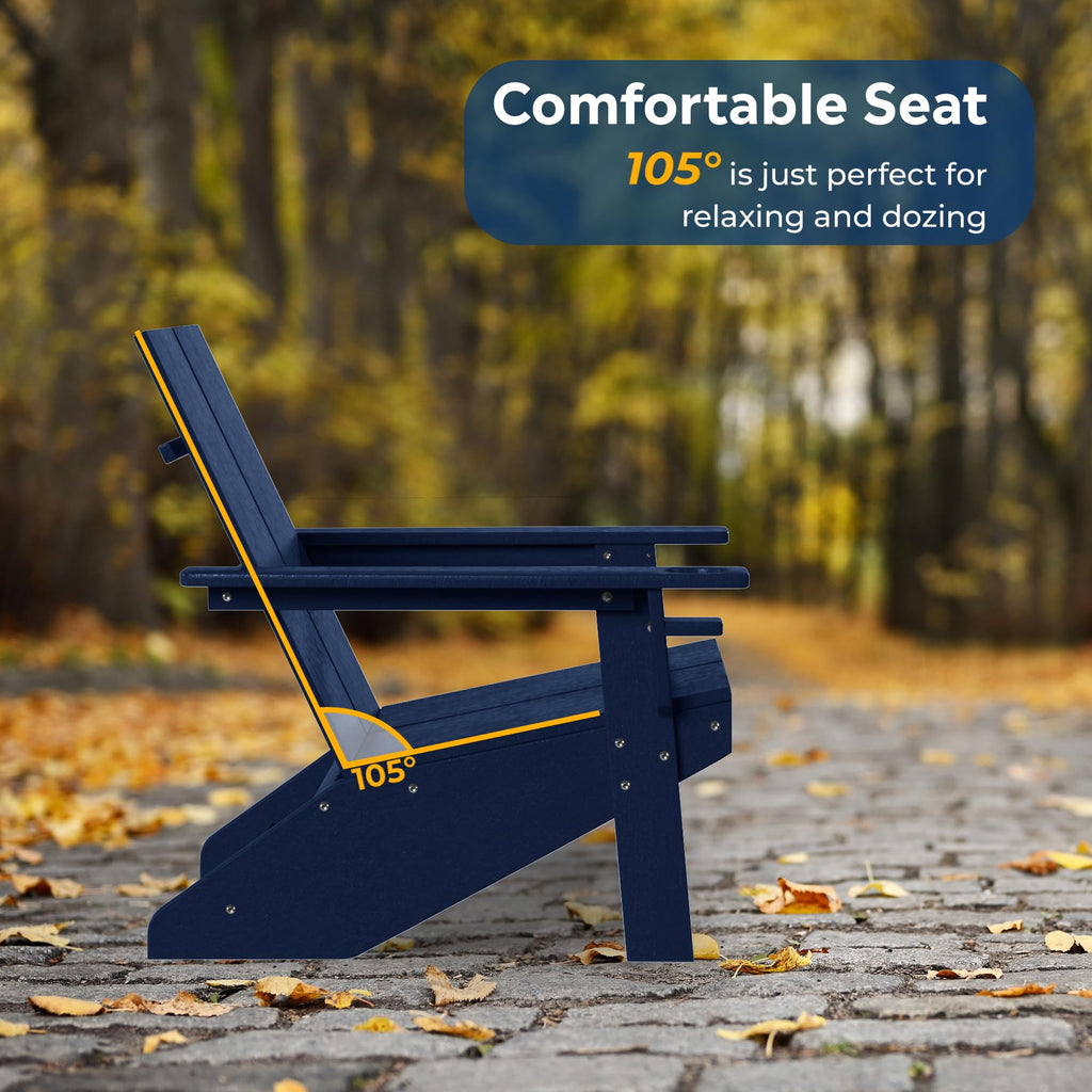 Navy Blue HDPE Outdoor Chair Set of 2 F66922