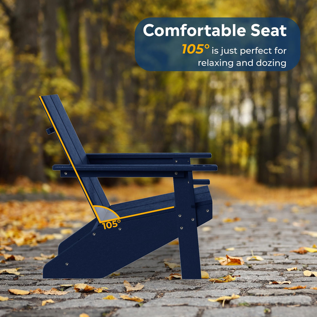 Navy Blue HDPE Outdoor Chair Set of 2 F66922