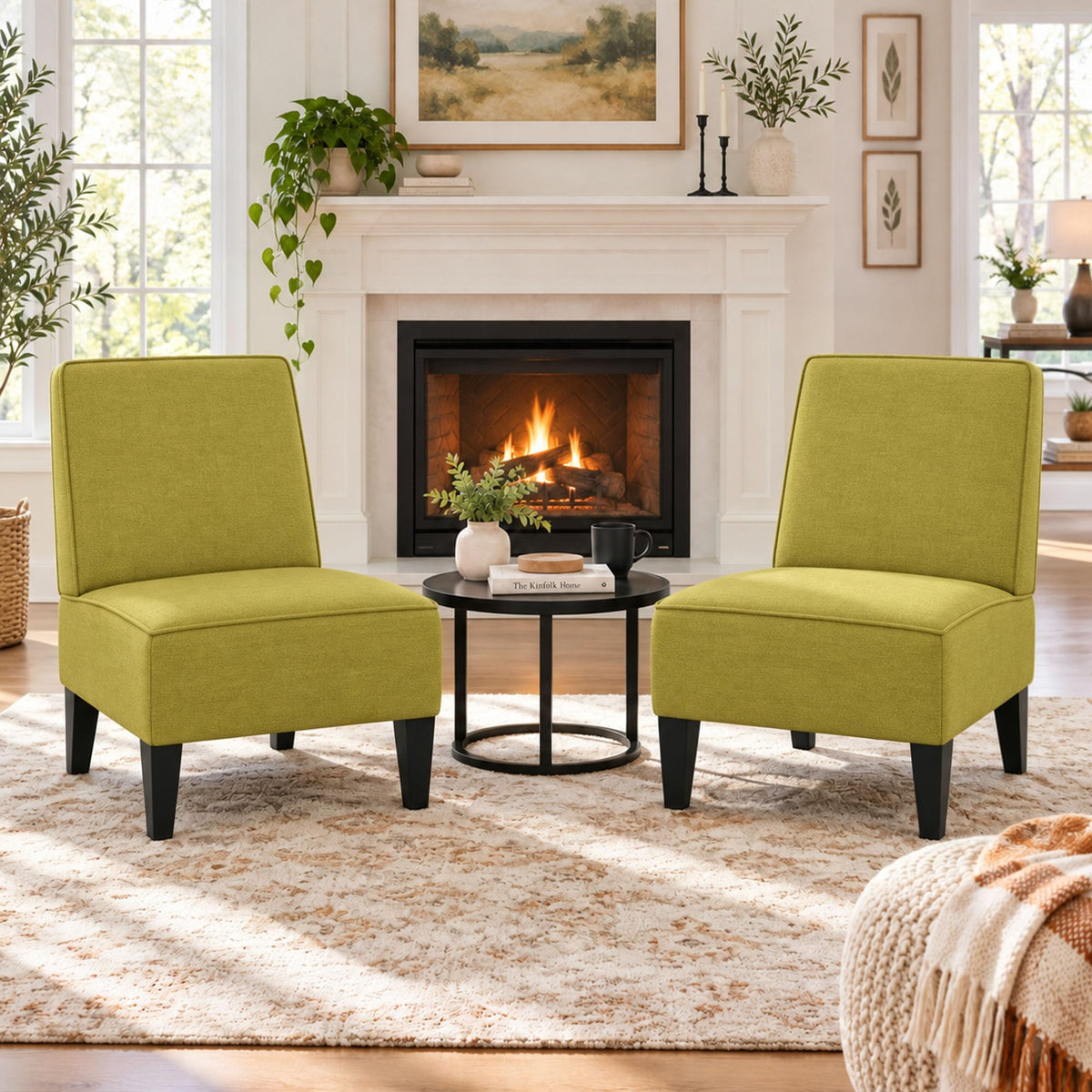 Green Upholstered Accent Chair Set of 2 C769