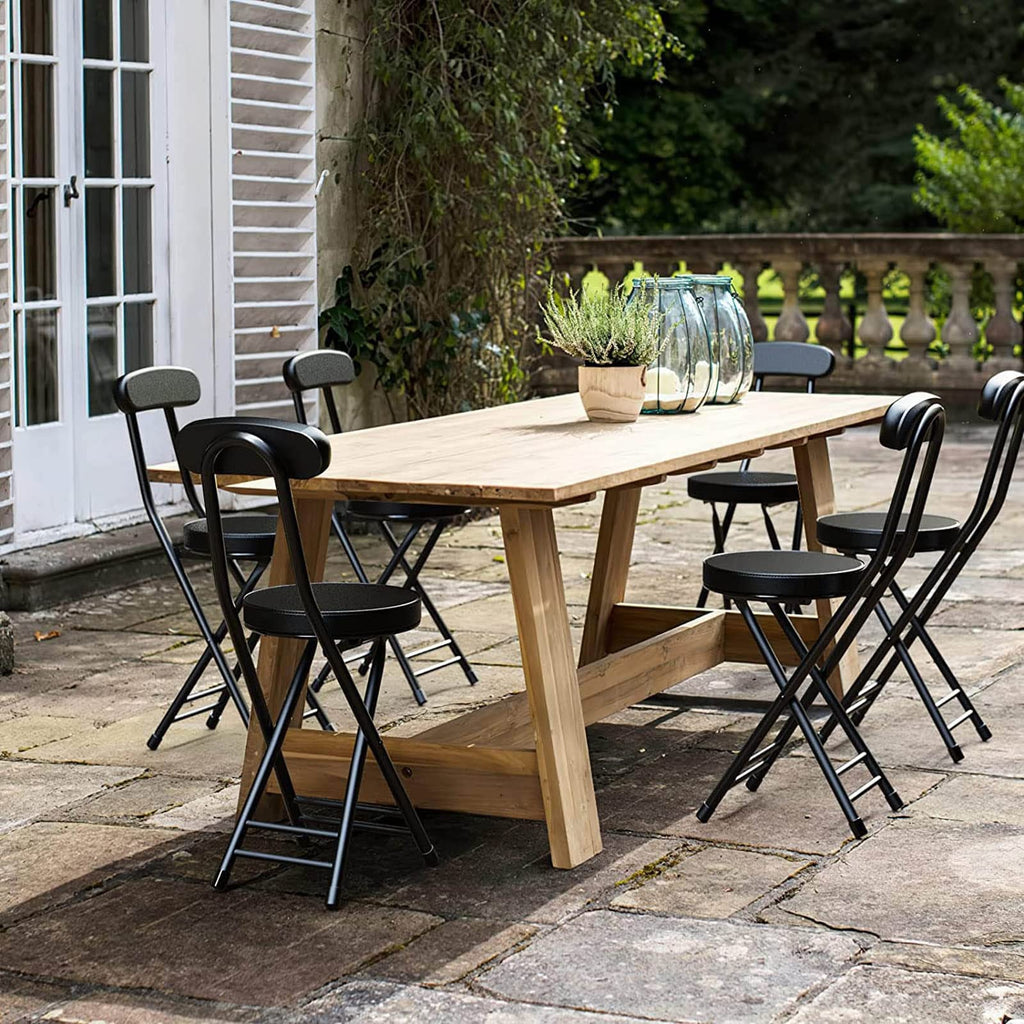 18 Inch Black Folding Stool with Backrest S519