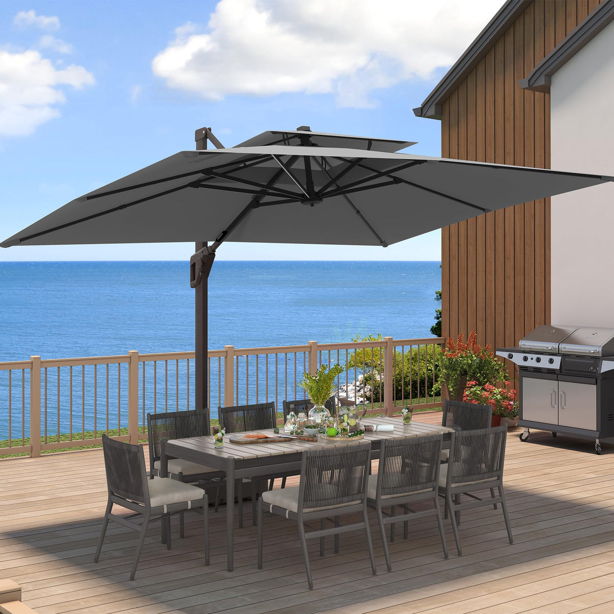 Cantilever Outdoor Patio Umbrella with Base L571491