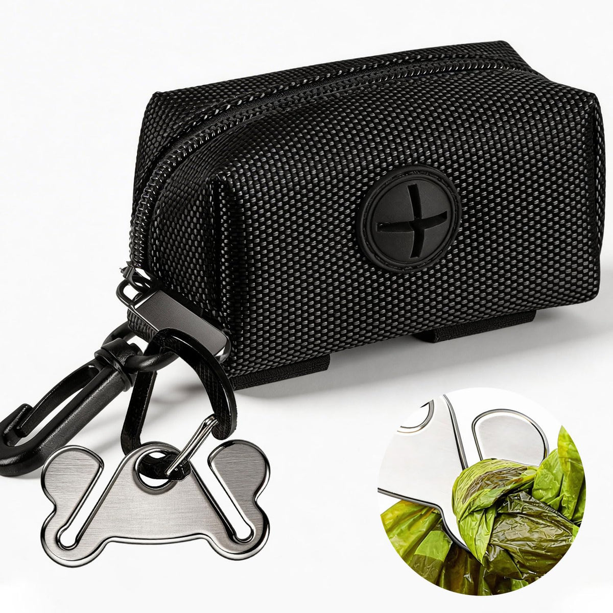 Black Dog Poop Bag Dispenser with Leash Clip T87079