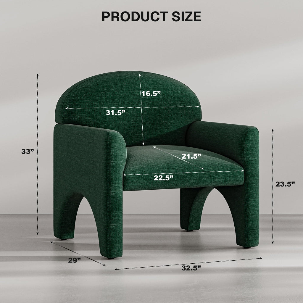 Green Upholstered Accent Chair Set of 2 with Rubber Wood Legs F1703