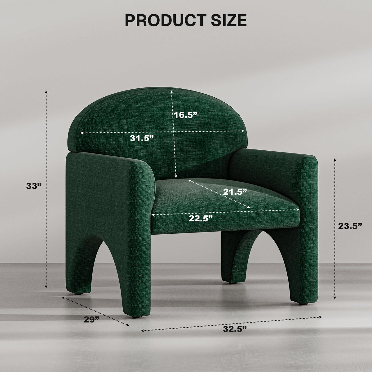 Green Upholstered Accent Chair Set of 2 with Rubber Wood Legs F1703