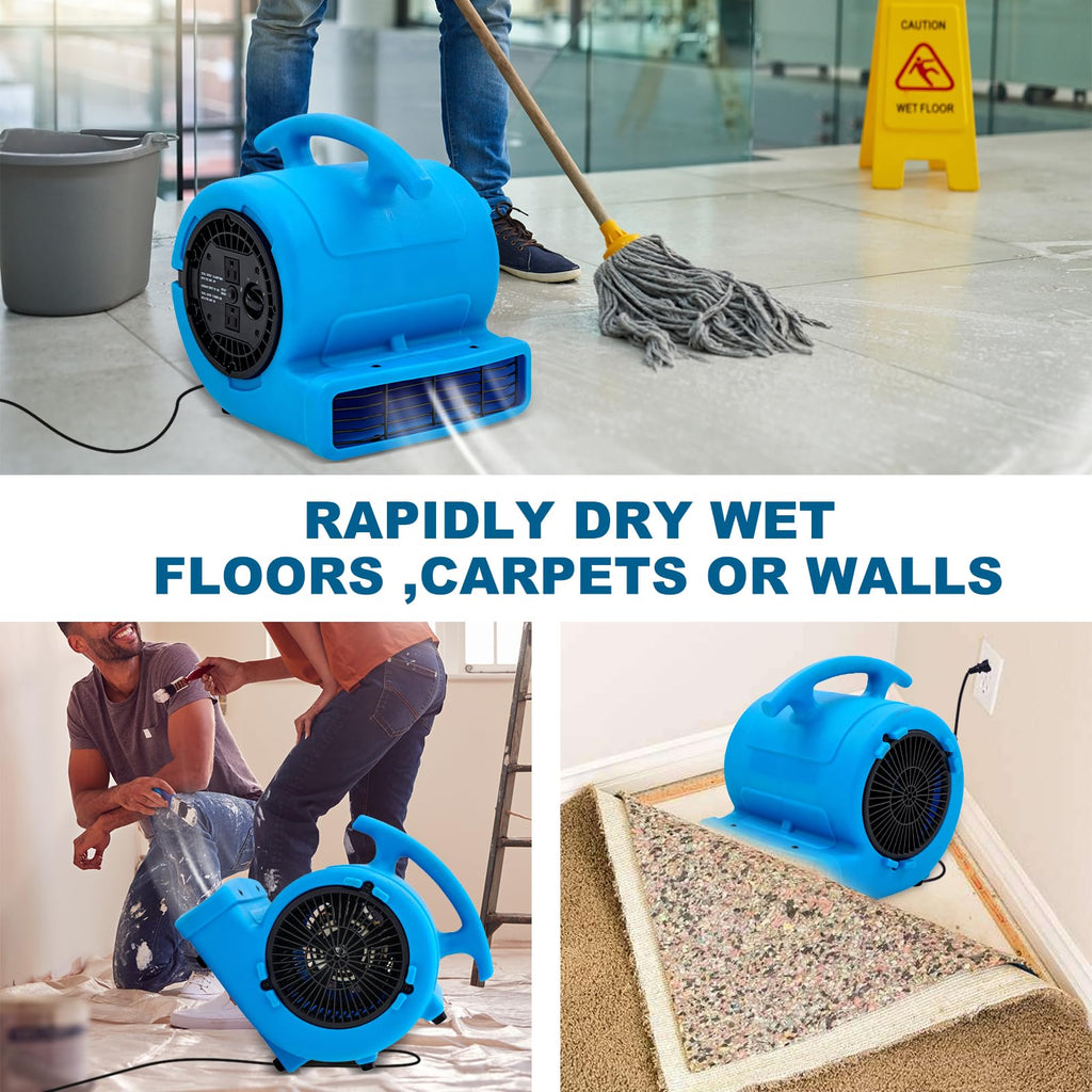 1/4hp 1000CFM 2 Speed Air Mover Floor Fan A887