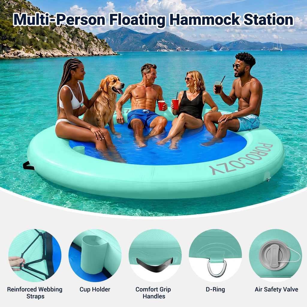 Inflatable Water Hammock with Cup Holders Q9763