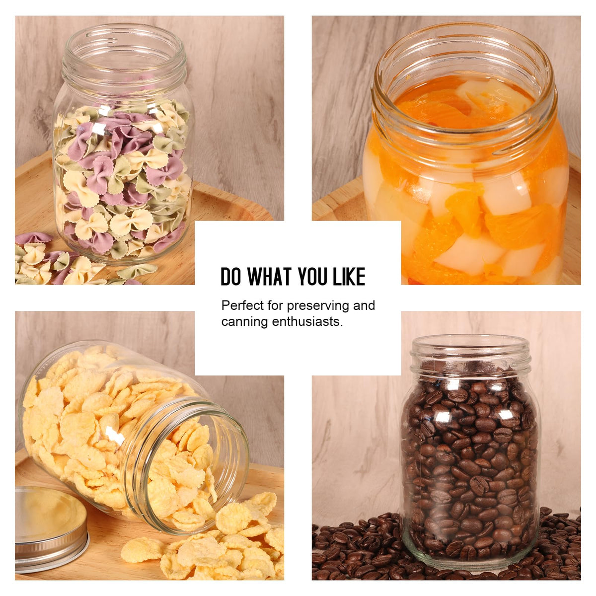 16oz Regular Mouth Glass Mason Jars with Airtight Lids, 4 Pack X93716