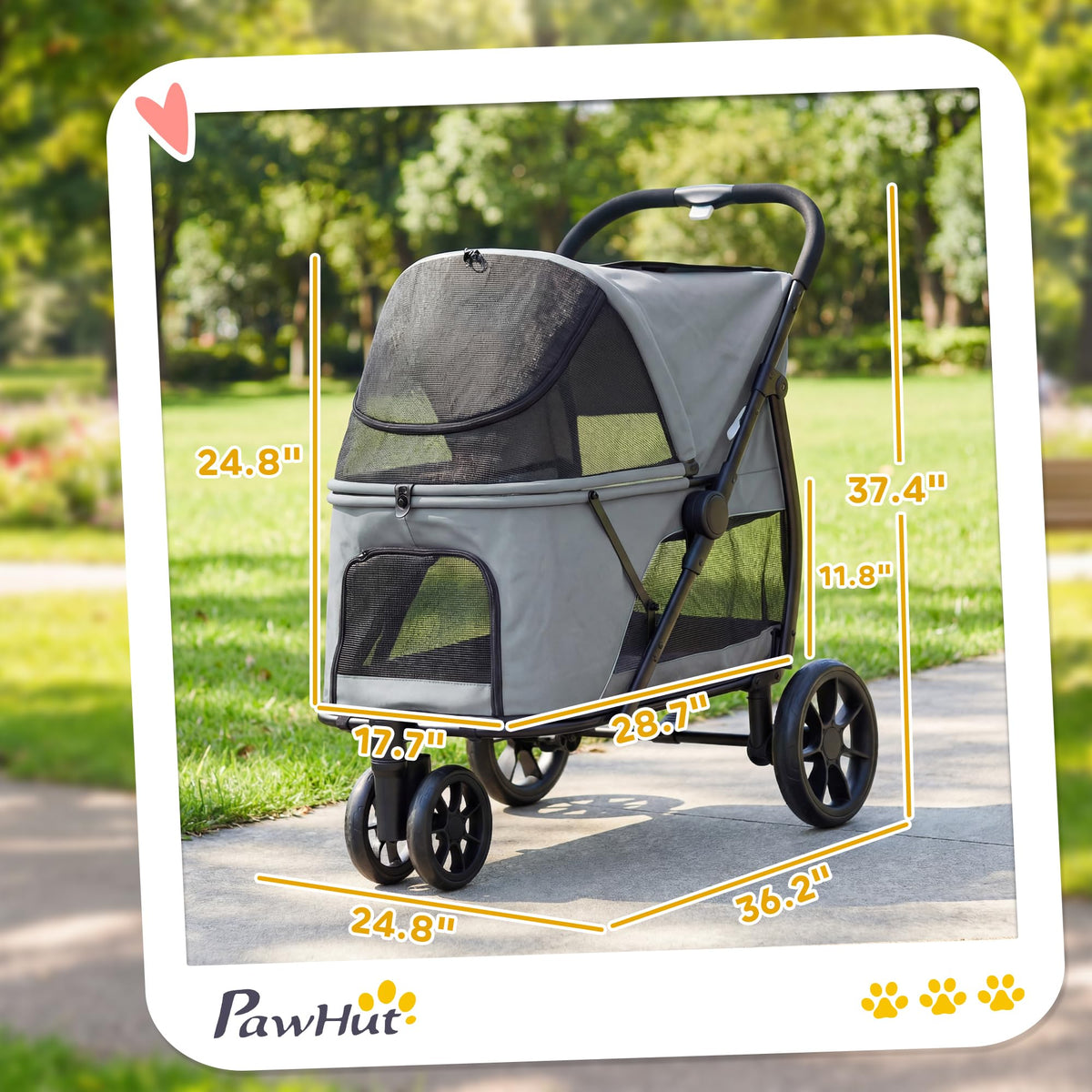 3 Wheel Pet Stroller up to 44 lbs Gray E854