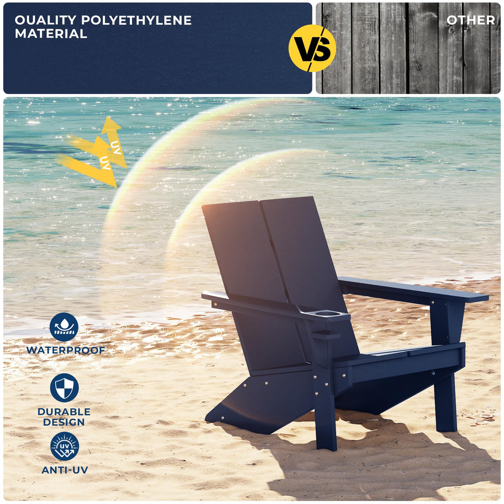 Navy Blue HDPE Outdoor Chair Set of 2 F66922
