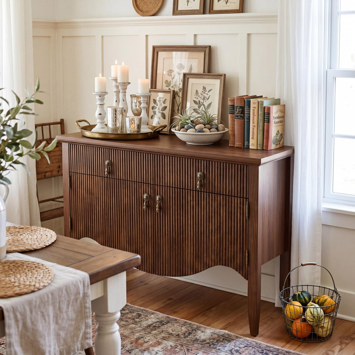 40" Fluted Buffet Cabinet with Drawer N124