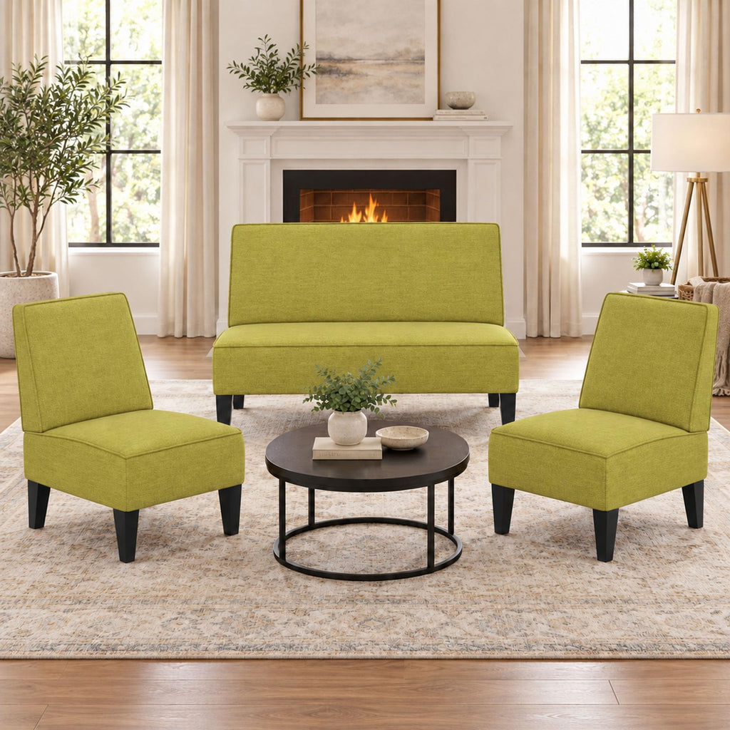 Green Upholstered Accent Chair Set of 2 C769