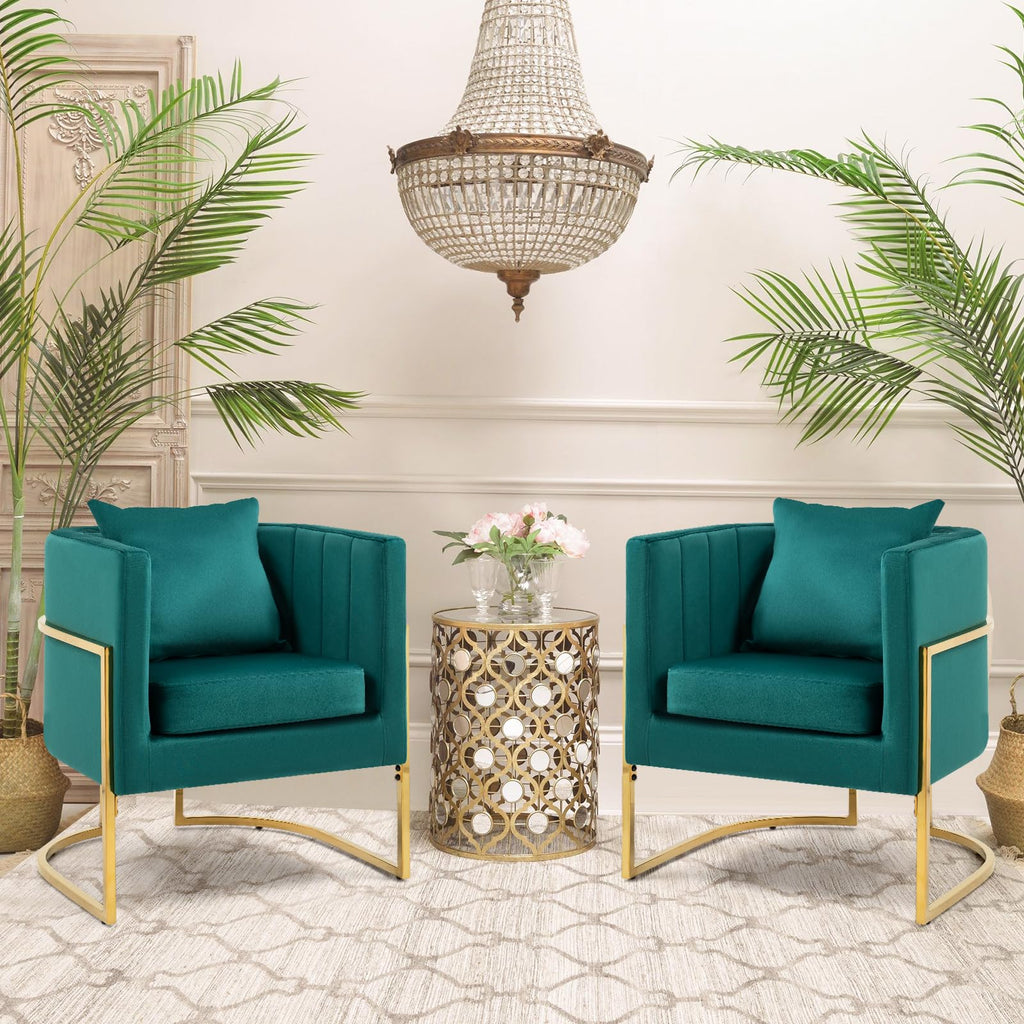 Velvet Accent Chairs Set of 2 Green B863